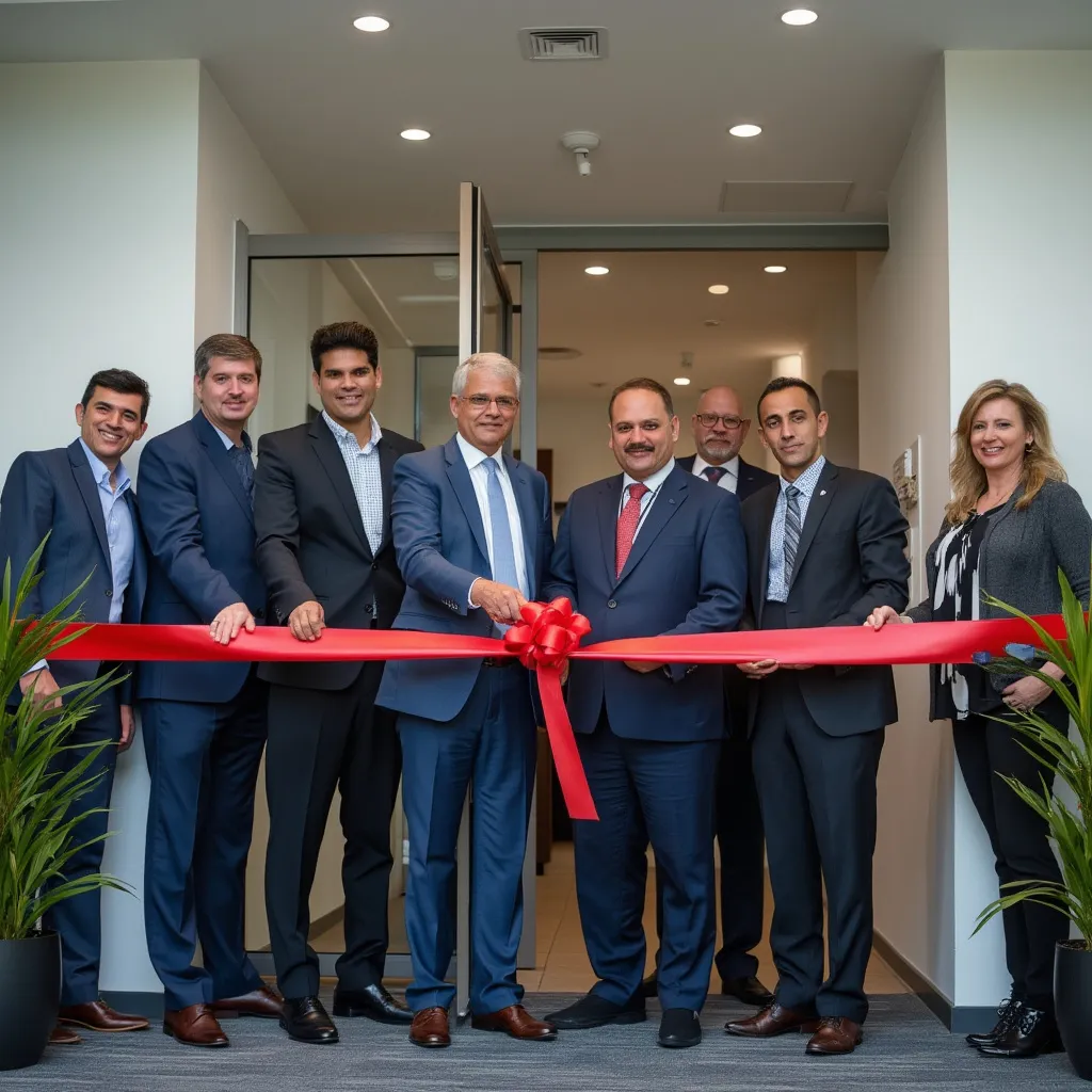 Fundadores de FinanzasPro en la inauguración de la oficina
